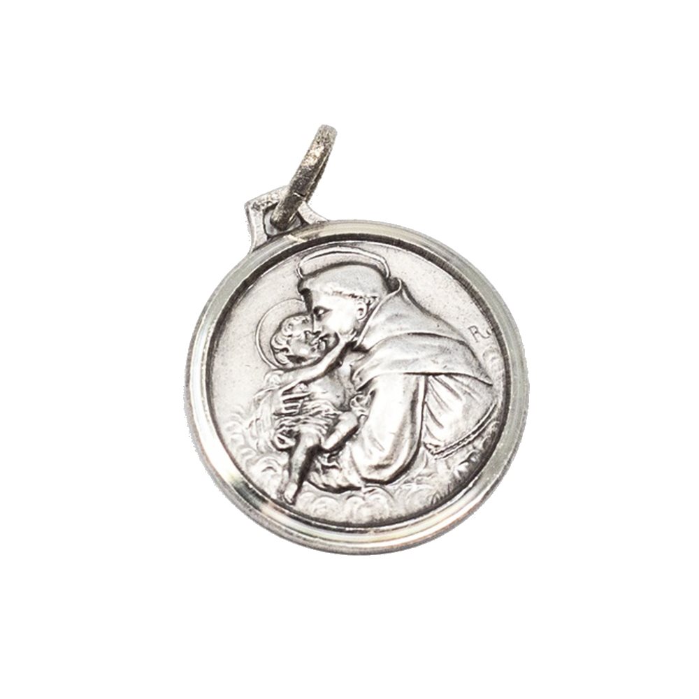 Médaille argentée St Antoine, 18 mm