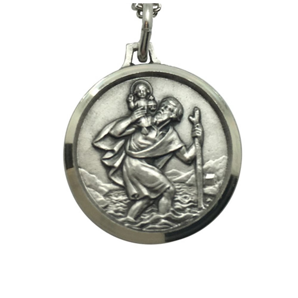 Médaille argentée St Christophe, 18 mm