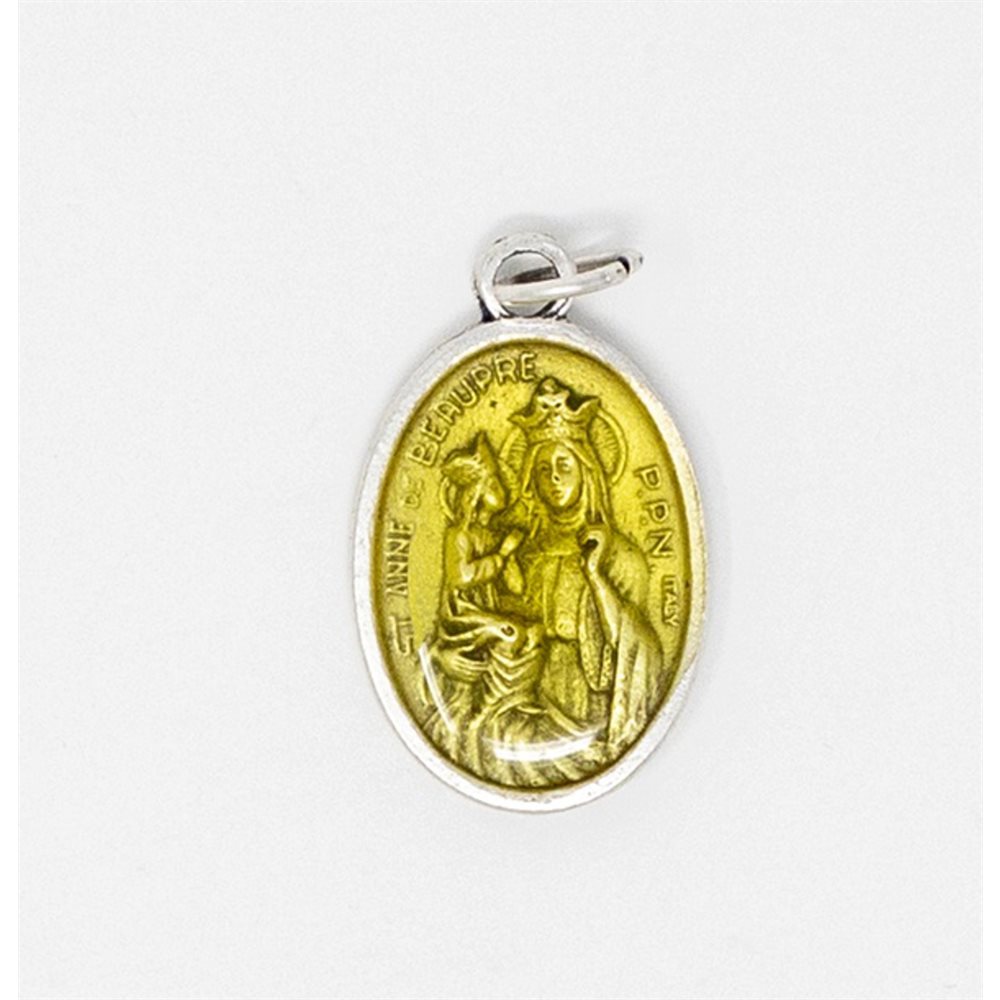 Médaille en métal oxydé, jaune Sainte Anne