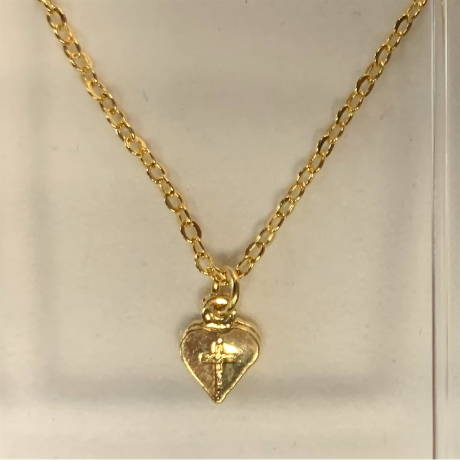 Pendentif Coeur et chaîne 16'', plaqué or 14KT