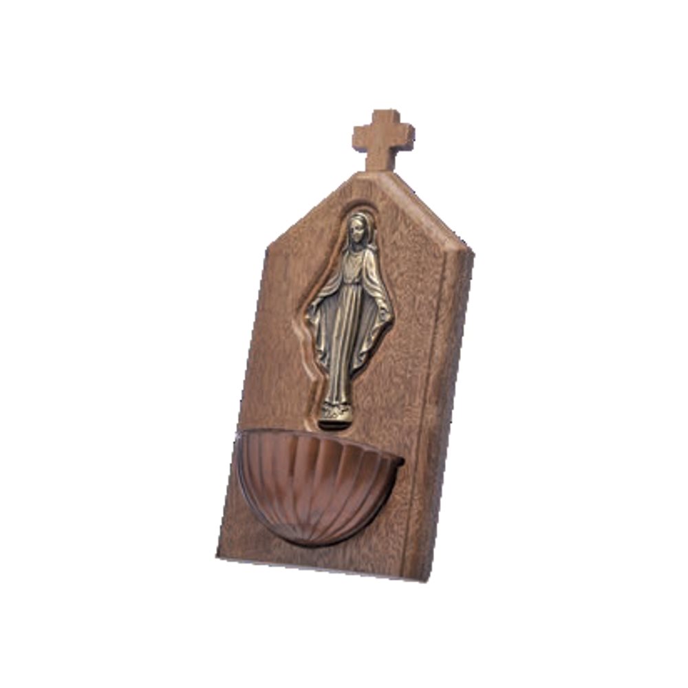 Bénitier en bois 8,7 x 17,2 cm, Immaculée-Conception Bénitier en bois 8,7 x 17,2 cm, Immaculée-Conception