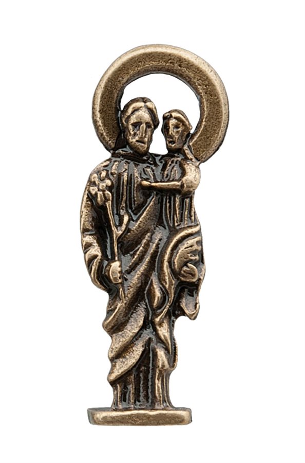 St Joseph gold metal statue 2,3 cm with vinyl case 4 cm