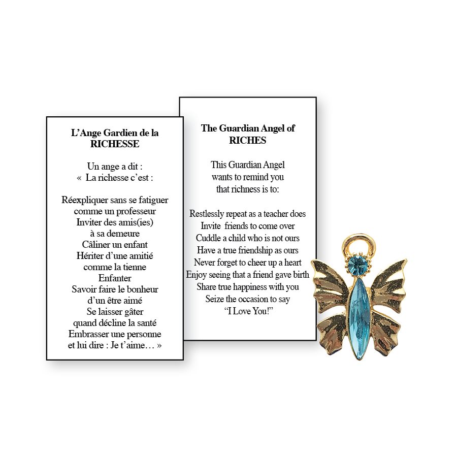 Lapel Pin Poeme, Ange Gardien richesse, Anglais