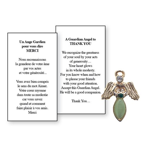 Lapel Pin Poeme, Ange Gardien merci, Anglais