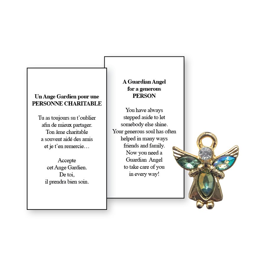 Lapel Pin Poeme, Ange Gardien personne charitable, Anglais