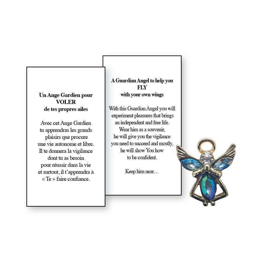 Lapel Pin Poeme, Ange Gardien voler de tes ailes, Anglais