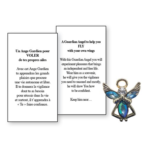 Lapel Pin Poeme, Ange Gardien voler de tes ailes, Anglais