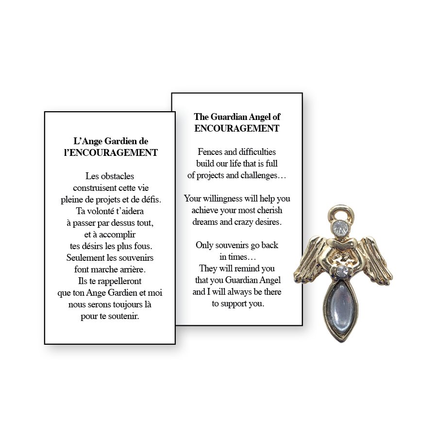 Lapel Pin Poeme, Ange Gardien encouragement, Anglais