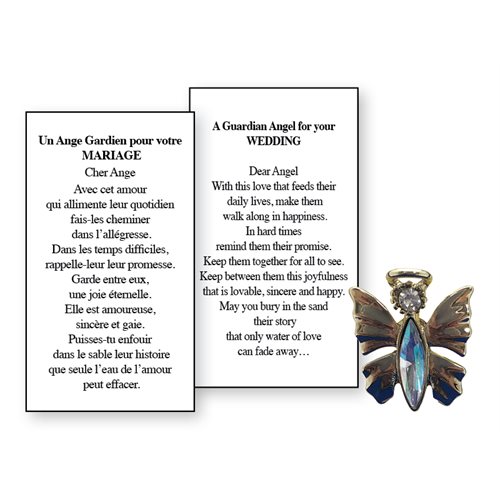 Lapel Pin Poeme, Ange Gardien mariage, Anglais