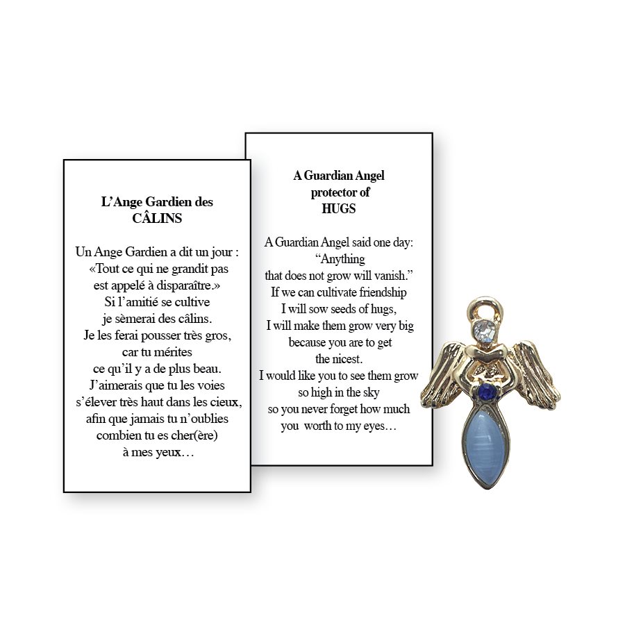 Lapel Pin Poeme, Ange Gardien câlin, Anglais