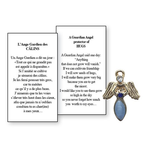 Lapel Pin Poeme, Ange Gardien câlin, Anglais