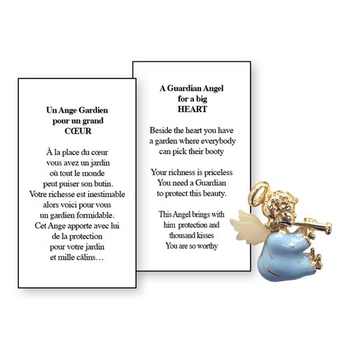 Lapel Pin Poeme, Ange Gardien grands coeurs, Anglais