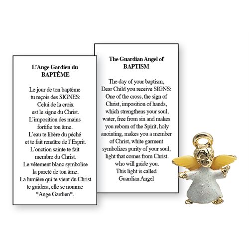 Lapel Pin Poeme, Ange Gardien baptême, Anglais