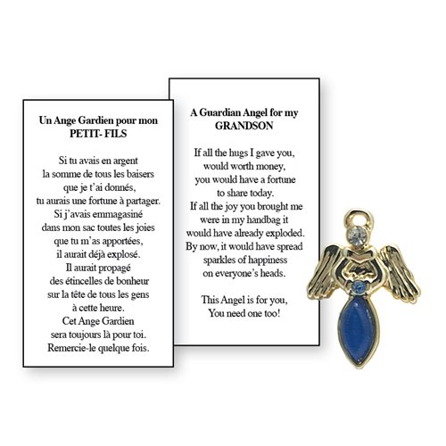 Lapel Pin Poeme, Ange Gardien petit fils, mon, Anglais