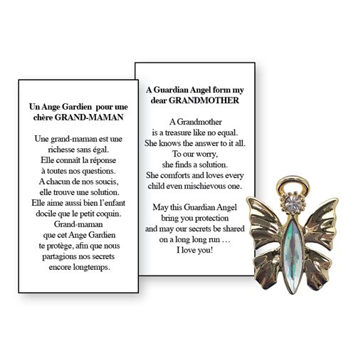 Lapel Pin Poeme, Ange Gardien gr-maman, chère... Anglais