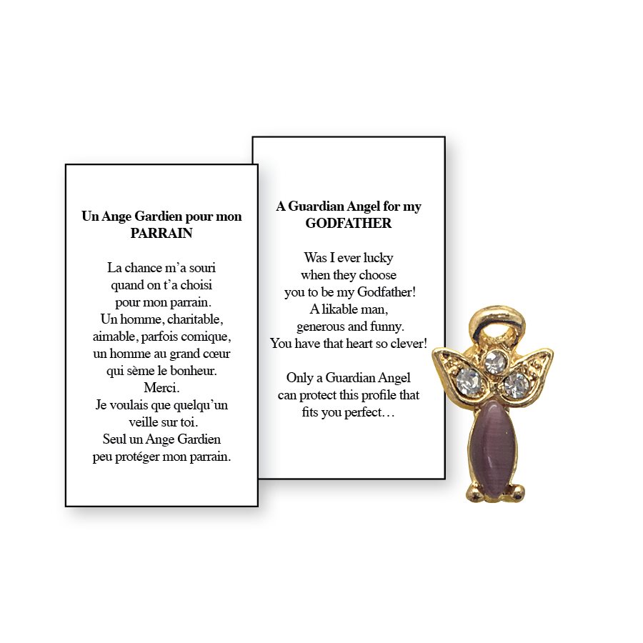 Lapel Pin Poeme, Ange Gardien parrain, Anglais