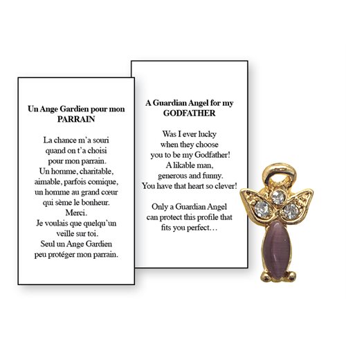 Lapel Pin Poeme, Ange Gardien parrain, Anglais