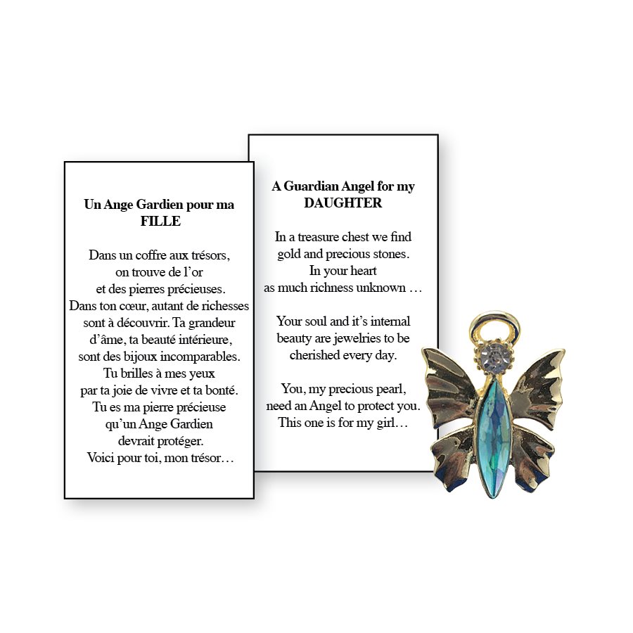 Lapel Pin Poeme, Ange Gardien fille, Anglais