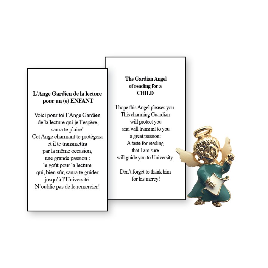 Lapel Pin Poeme, Ange Gardien lecture,enfant, Anglais