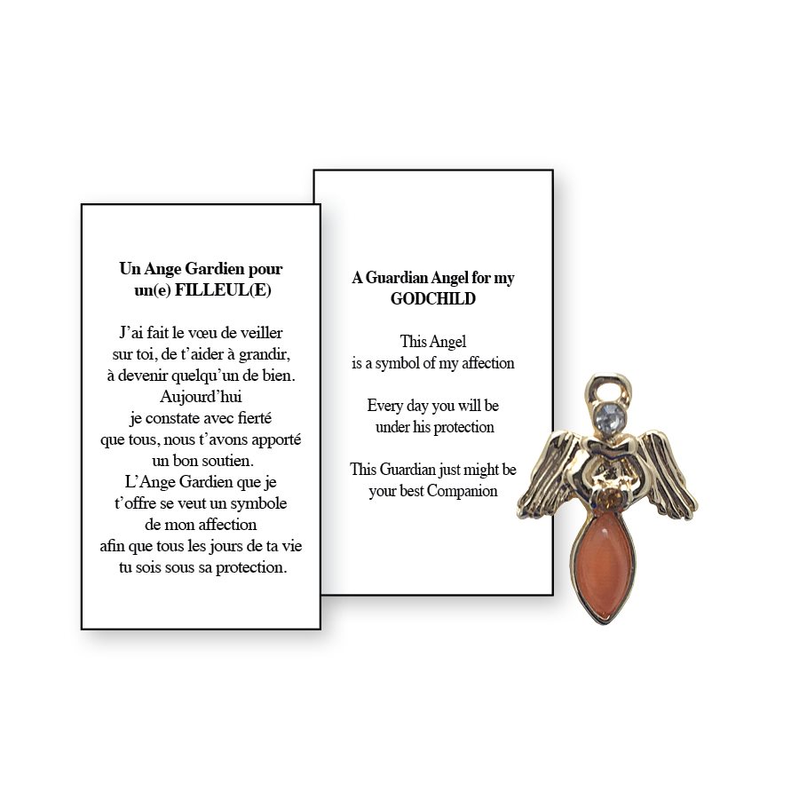 Lapel Pin Poeme, Ange Gardien filleul (e), Anglais