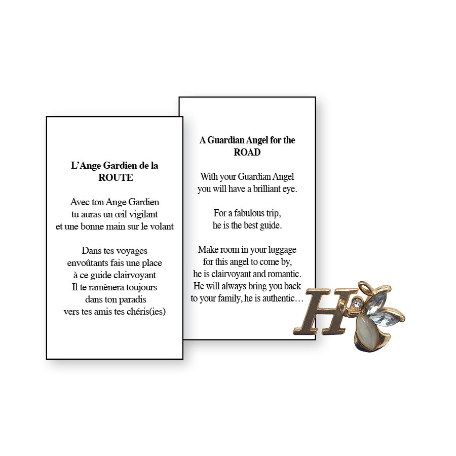 Lapel Pin Poeme, Ange Gardien route H, Anglais