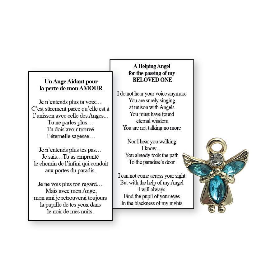 Lapel Pin Poem, Funeral Angel. Helping, Beloved, English