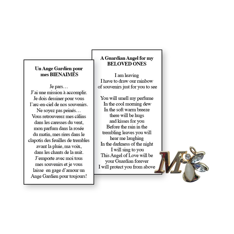 Lapel Pin Poem, Funeral Angel. Beloved Ones, M, English