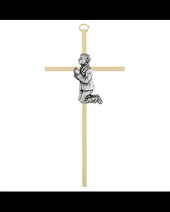 Croix 1ère communion garçon métal doré et argenté 7" 18 cm)