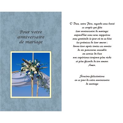 Carte Anniversaire Mariage 5.25'' x 8.5'' / un