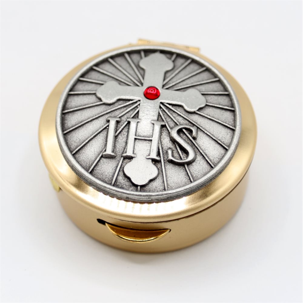 IHS Pyx, 1.5" (4 cm) dia., 7 Hosties