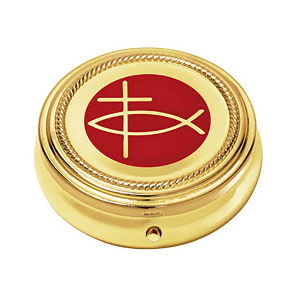 Pyx 2 1 / 4'' diam. x 3 / 4'' D. ICHTUS cap. 15 host