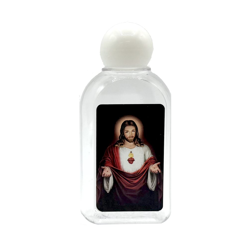 Holy Water Bottle, Sacred Heart Jesus, 1 3 / 4'' x 3 1 / 2''