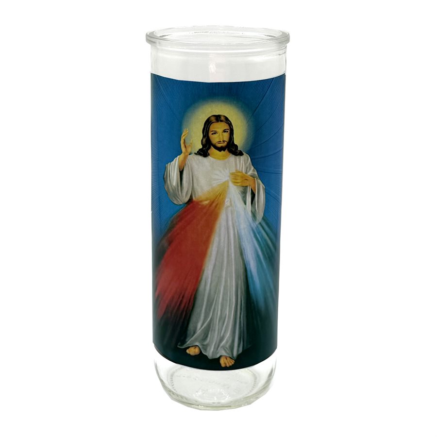 Divine Mercy Glass Nova Candle Holders, 3 x 8¼" / un